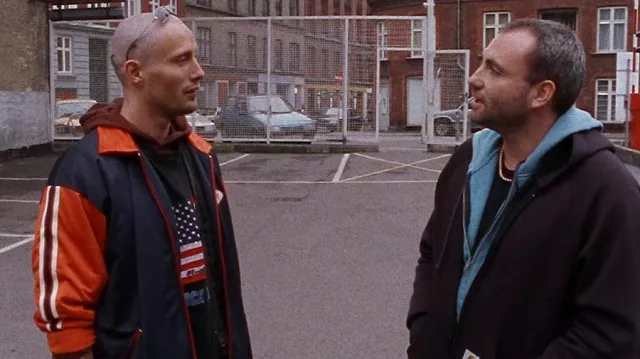 The orange and blue Everlast 90's jacket worn by Tony (Mads Mikkelsen) in the movie Pusher