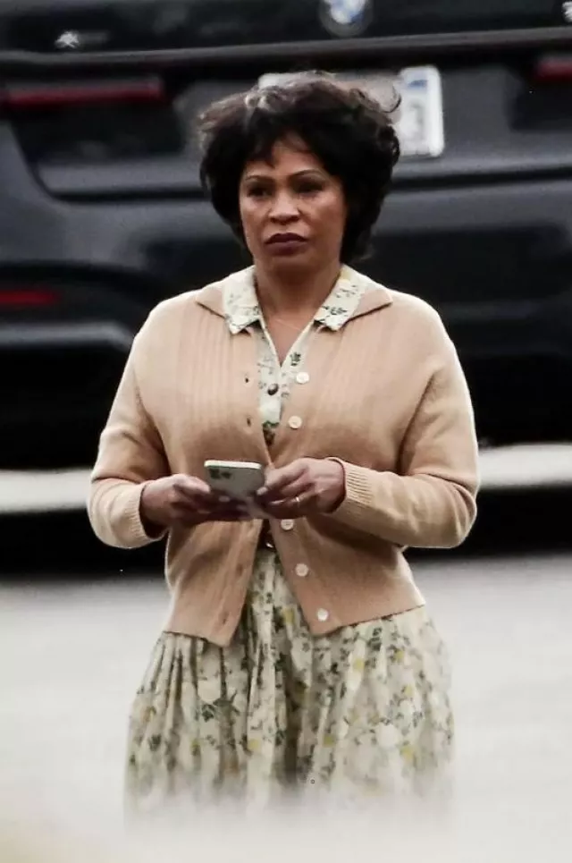 Floral dress worn by Nia Long on the set of Michael movie