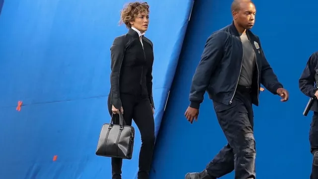 Messenger bag worn by Jennifer Lopez on the set of Atlas movie