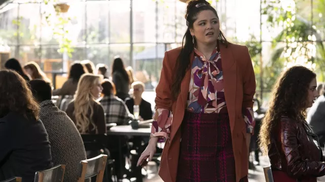 Outfits from Hacks: Plaid skirt worn by Deborah Vance (Jean Smart) in season 3, episode 9