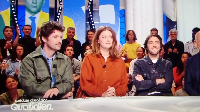 Quotidien's looks: Paul Gasnier wears a khaki jacket in the June 10, 2024 show