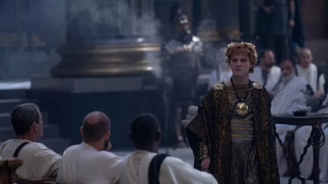 Wardrobe of Gladiator II: Emperor Geta (Joseph Quinn) is wearing Gold Tunic in the movie