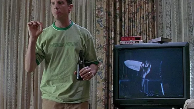 Light Green Freshjive T-Shirt with Dark Green and White Trim of Randy (Jamie Kennedy) in Scream
